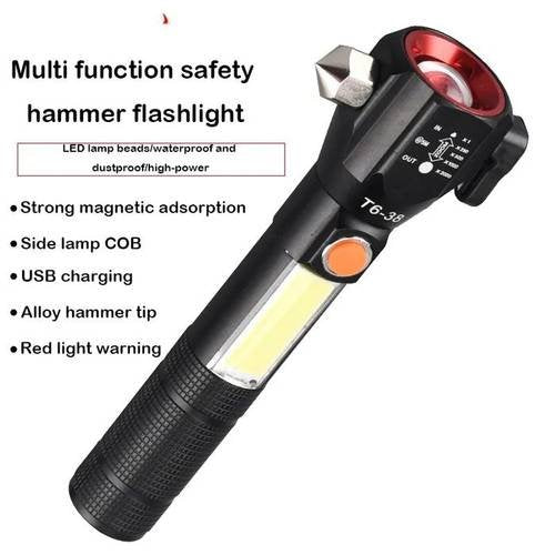 Emergency Hammer Flashlight Torch with Charging Bank