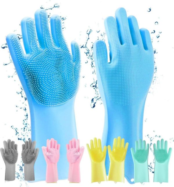 Pair Of 2 Silicone Washing Full Finger Gloves